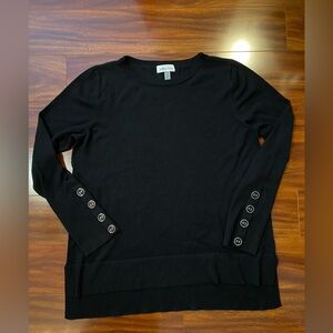Melissa Paige Black Sweater with Button Details size large